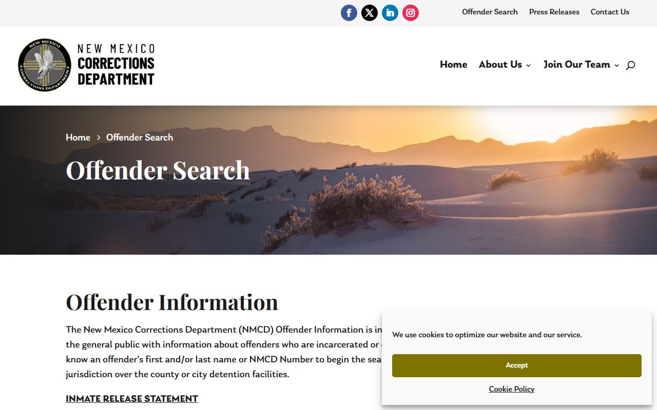 New Mexico Corrections Department offender search for Roosevelt County sentenced inmates